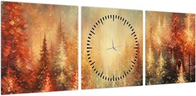 Obraz - Malowanie lasów (z zegarem) (90x30 cm)