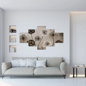 Obraz - Rysowane kwiaty (125x70 cm)