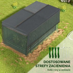 Outsunny Wysokie Łóżko Ogrodowe ze Stali 230x110x110cm z Siatką Ochronną Ciemnoszary | Aosom PL