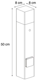Zewnetrzna Przemysłowy słupek oświetleniowy zewnętrzny rdzawy brąz z przydymionym szkłem 50 cm z czujnikiem zmierzchu - DaniaPrzemysłowy Oswietlenie zewnetrzne