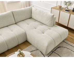 Beżowy rozkładany/ze schowkiem narożnik (prawostronny/w kształcie litery U) Fuji – Bobochic Paris