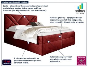 Czerwone pikowane łóżko kontynentalne 5 rozmiarów - Velvaro