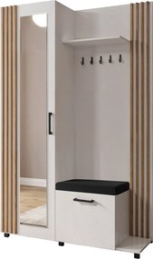 Masseno Garderoba ARMADIO 137/207/42 cm do Przedpokoju Nowoczesna Biała