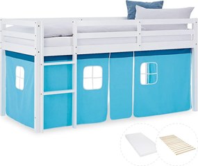 Łóżko piętrowe 90x200 cm Niebieska Kabina