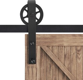 HOMCOM Zestaw okuć dla drzwi przesuwnych, rustykalny design, stal węglowa, 200x4x0,6 cm, do 90 kg, czarny
