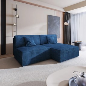 Masseno Narożnik FIORO z funkcją spania i pojemnikiem na pościel Narozniki L, Rozkładana sofa - Niebieski, POSO 05
