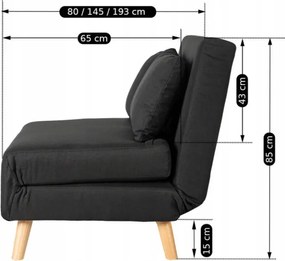 Fotel Rozkładany Leżanka Wypoczynkowy MARRY 2 do Spania Czarny