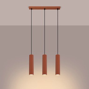 Lampa wisząca KARBON 3L ochra czerwona ryflowana SOLLUX  LIGHTING
