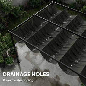 Outsunny Pergola 3,87 x 2,97 m z wysuwanym dachem, 2 panele prywatności, UV50+, ciemnoszara | Aosom PL