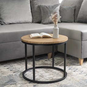 Stolik Kawowy LELLA 53 cm Dąb Złoty Nowoczesny Loft
