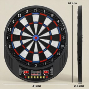 SPORTNOW Elektroniczna tarcza do darta dla 1-8 graczy, wyświetlacz LCD, 6 zestawów rzutków, kolorowa | Aosom PL
