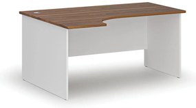 Narożne biurko PRIMO WHITE, 160x120 cm, lewe, biały/orzech