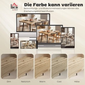 HOMCOM Stół jadalny dla 4 osób, 110 cm Nordycki prostokątny stół kuchenny ze stalowymi nogami do salonu i jadalni, dąb | Aosom PL