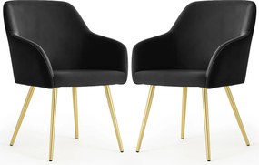 Zestaw 2 czarnych tapicerowanych krzeseł welurowych N9-M34