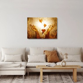 Obraz na szkle - Malowanie rąk pełnych miłości (70x50 cm)