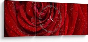 Obraz - szczegół róży (z zegarem) (90x30 cm)