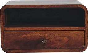 Artisan Furniture Solid Wood Duży stolik nocny Chestnut Curve Upper Slot Floating