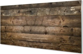 Panel szklany do Kuchni Ściana z Drewnianych Desek