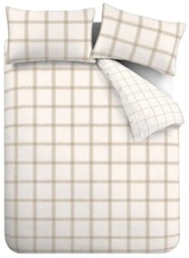 Beżowa bawełniana pościel dwuosobowa 200x200 cm Oxton Check – Bianca