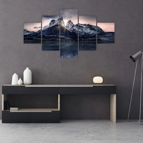 Obraz jeziora z górą (125x70 cm)