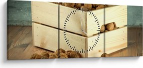 Obraz - Jesienna martwa natura z orzechami (z zegarem) (90x30 cm)