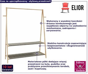 Nowoczesny wieszak na ubrania z półkami 132cm - Agno 4X