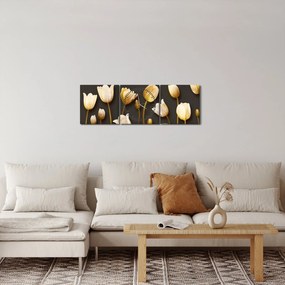 Obraz - Tulipany - abstrakcja (z zegarem) (90x30 cm)