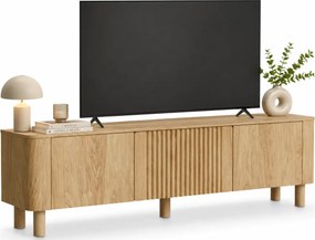 Ryflowana szafka RTV na nóżkach 150 cm dąb hikora B4-K76