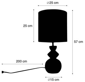 Designerska lampa stołowa z abażurem z białego weluru, zielonym i złotym 25 cm - AlisiaDesignerski Oswietlenie wewnetrzne