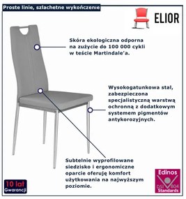Popielate Metalowe Krzesło Tapicerowane T1-L42