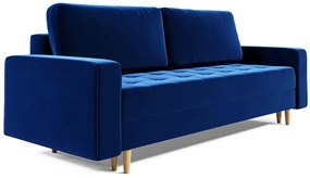 Granatowa welurowa sofa z funkcją spania E4-Z93