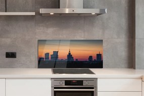 Szkło do Kuchni na Ścianę Zachód Słońca nad Warszawą