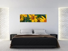 Obraz żółtych kwiatów (170x50 cm)