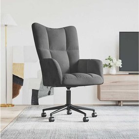 Fotel relaksacyjny Szary aksamit z obrotem o 360 stopni i regulowaną wysokością