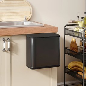 HOMCOM 8 L kosz na śmieci, ustawiany wolnostojąco lub wiszący, stal nierdzewna, czarny