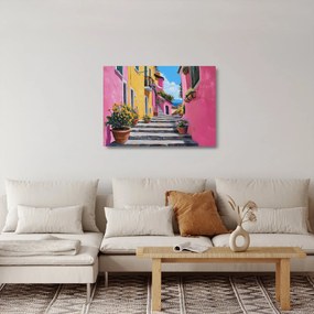 Obraz na szkle - Różowa uliczka (70x50 cm)