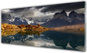 Szkło do Kuchni na Ścianę Odbicie Gór w Lustrze Wody