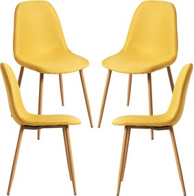 Zestaw 4 Krzese Teok Tkanina