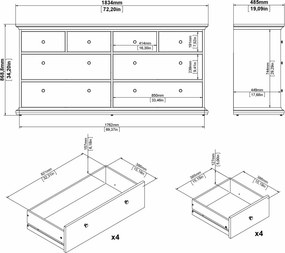 Szeroka komoda Paris 4+4 kolor szary