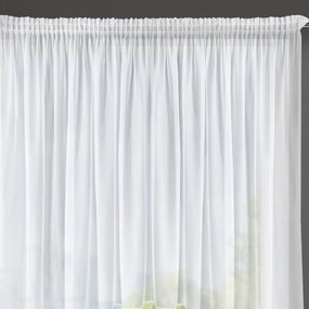 Firana gotowa biała krótka z gładkiego woalu na taśmie 400x145 cm