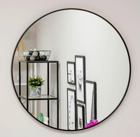 Czarne metalowe lustro okrągłe loft 80 cm B6-G13