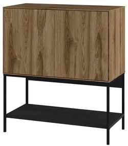Czarno-naturalna szafka w dekorze dębu 80x90x40 cm Amira – Marckeric