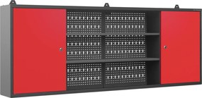 Ścienna szafka narzędziowa do warsztatu Leo 160x20x60 cm antracyt/czerwony