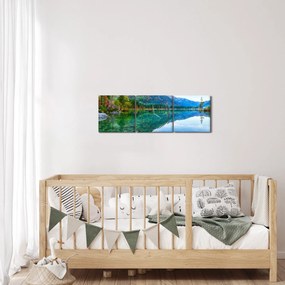 Obraz - Jezioro Hintersee (z zegarem) (90x30 cm)