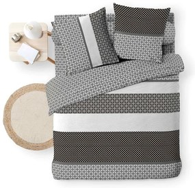 Czarno-biała bawełniana pościel dwuosobowa z prześcieradłem/6-częściowa 240x220 cm Meiko – douceur d'intérieur