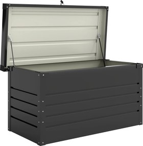 Outsunny Skrzynia ogrodowa metalowa 450 l skrzynia na poduszki z dwuwarstwową pokrywą 120 x 61 x 62 cm wodoodporna zamykana Szary | Aosom PL