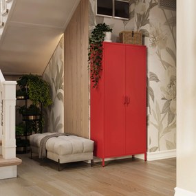 Szafa na ubrania metalowa czerwona FLAVIO, 800 x 1850 x 450 mm