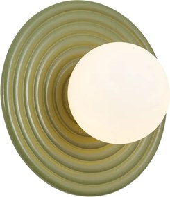 Retro Lampa ścienna zielona z okrągłym kloszem opalowym 20 cm IP44 - Lila