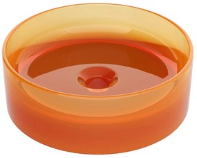 Umywalka nablatowa okrągła przezroczysta z żywicy - 40 cm - Pomarańczowy - SPAVO