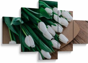 Obraz bukietu białych tulipanów (125x70 cm)